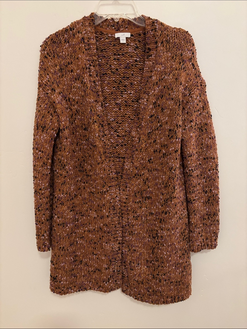 J. Jill Rust Speckle Open-Front Knit Cardigan